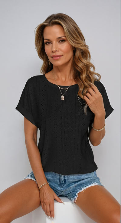 Orlena | Casual Eyelet Top