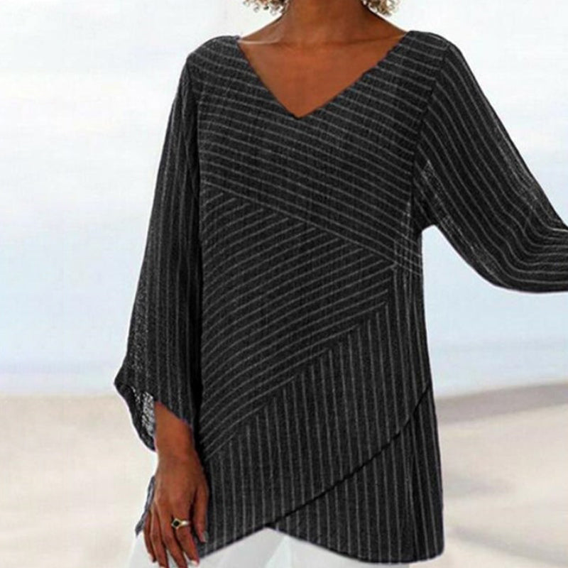 Serenya | Draped Stripe Top