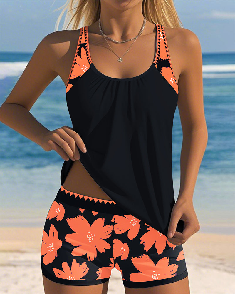 Judith | U-Neck Sleeveless Printed Tankini