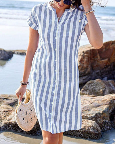 Martine | Elegant Striped Shirt Dress