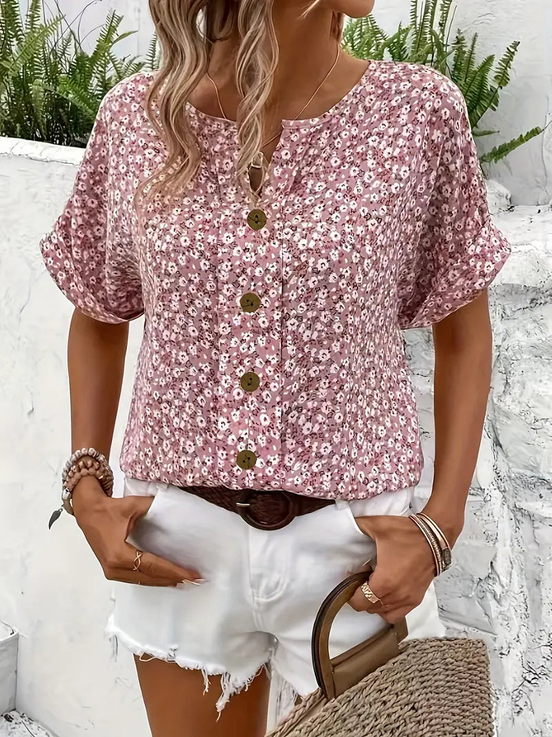 Selestia | Floral Button-Up Blouse