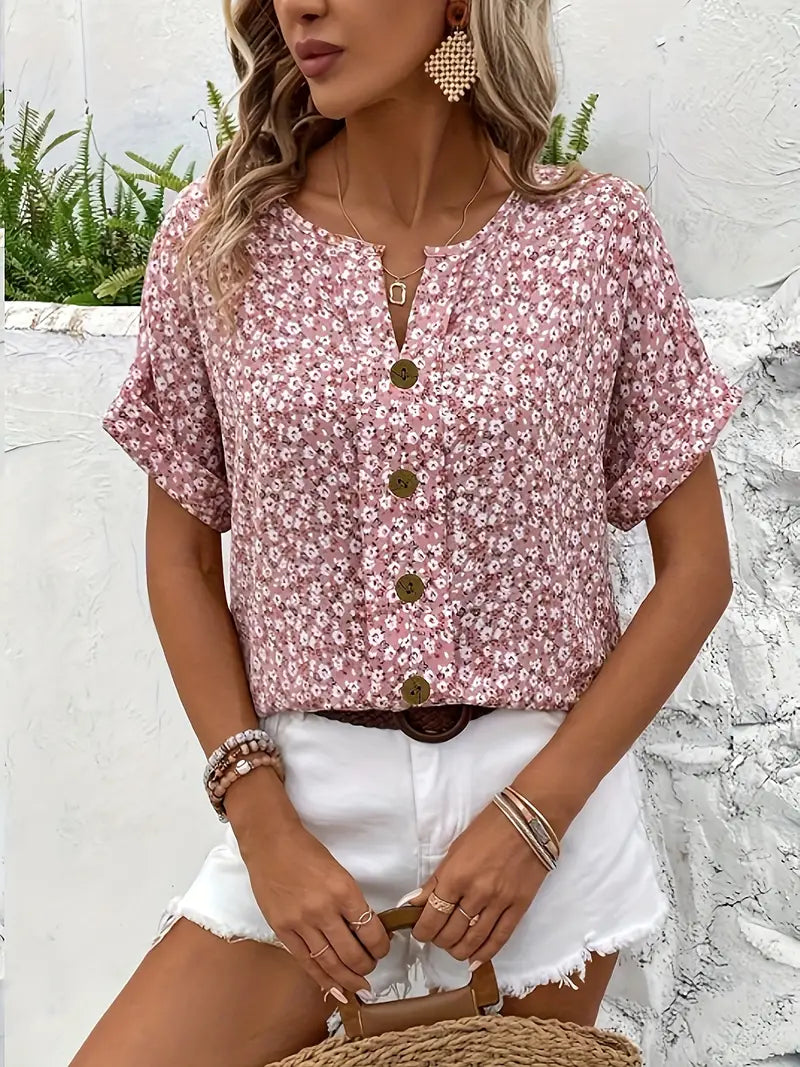 Selestia | Floral Button-Up Blouse