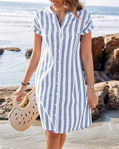 Martine | Elegant Striped Shirt Dress