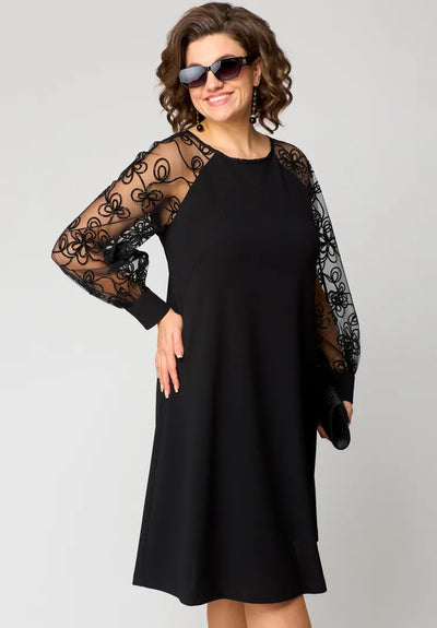 Destiney | Lace-Sleeve Dress