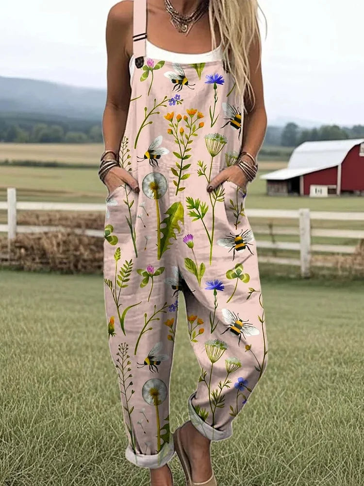 Fern | Floral Bees Art Jumpsuit
