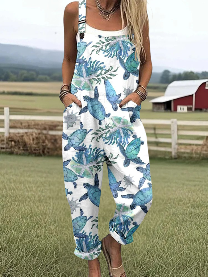 Cora | Turtle Pattern Print Jumpsuit