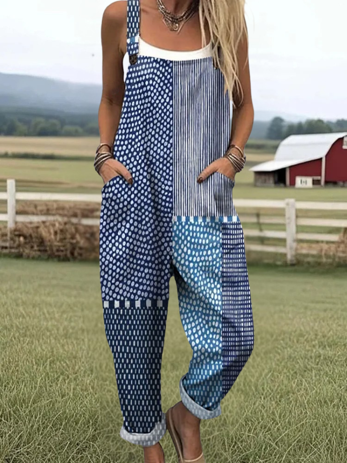 Cliementine | Polka Dot Stripes Print Jumpsuit