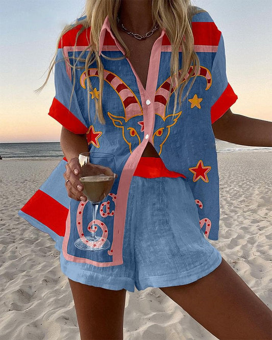 Jorelle | Short Summer Set with Goat Motif