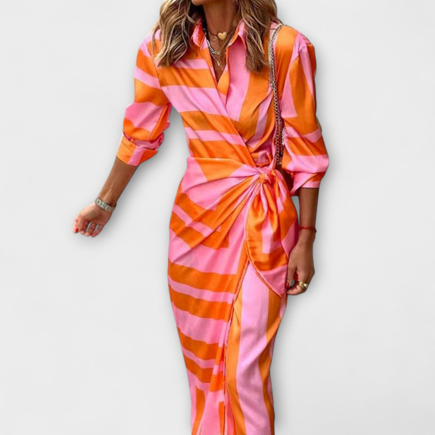 Clarissa | Striped Midi Shirt Dress