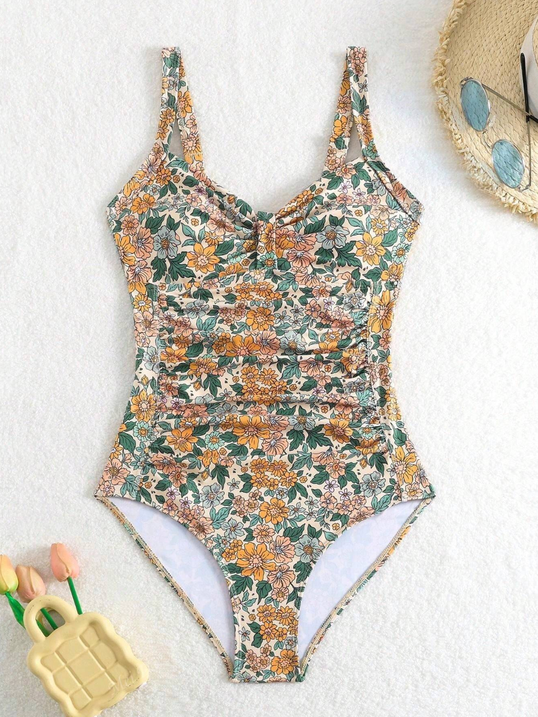 Wendy | Floral Print Halter Neck Swimsuit