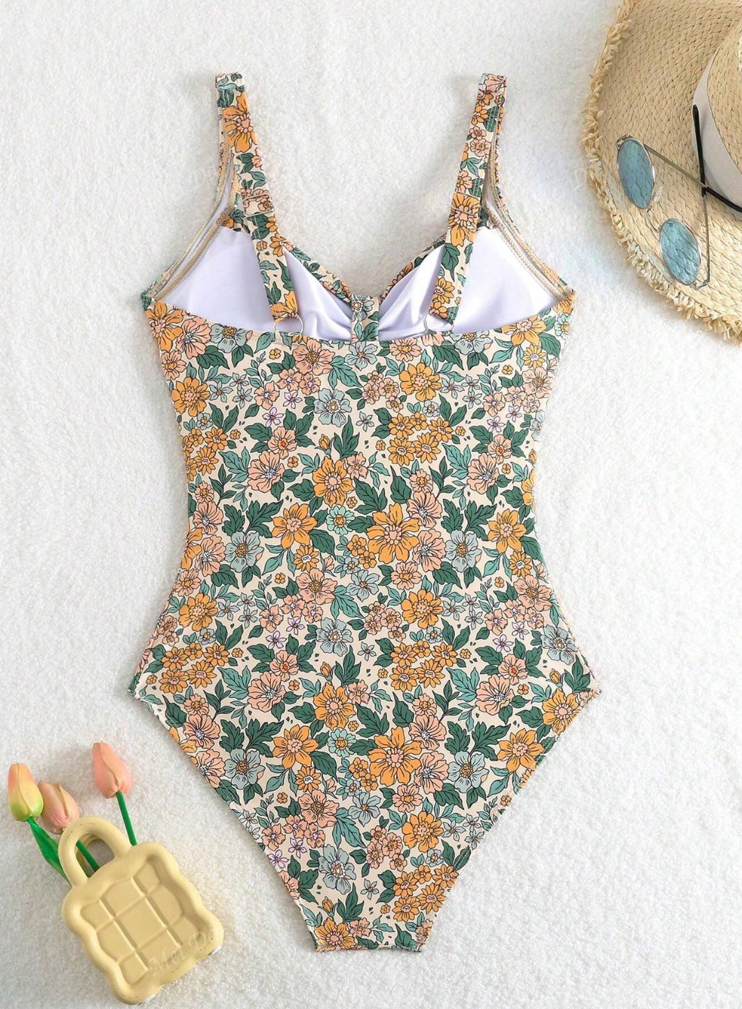 Wendy | Floral Print Halter Neck Swimsuit