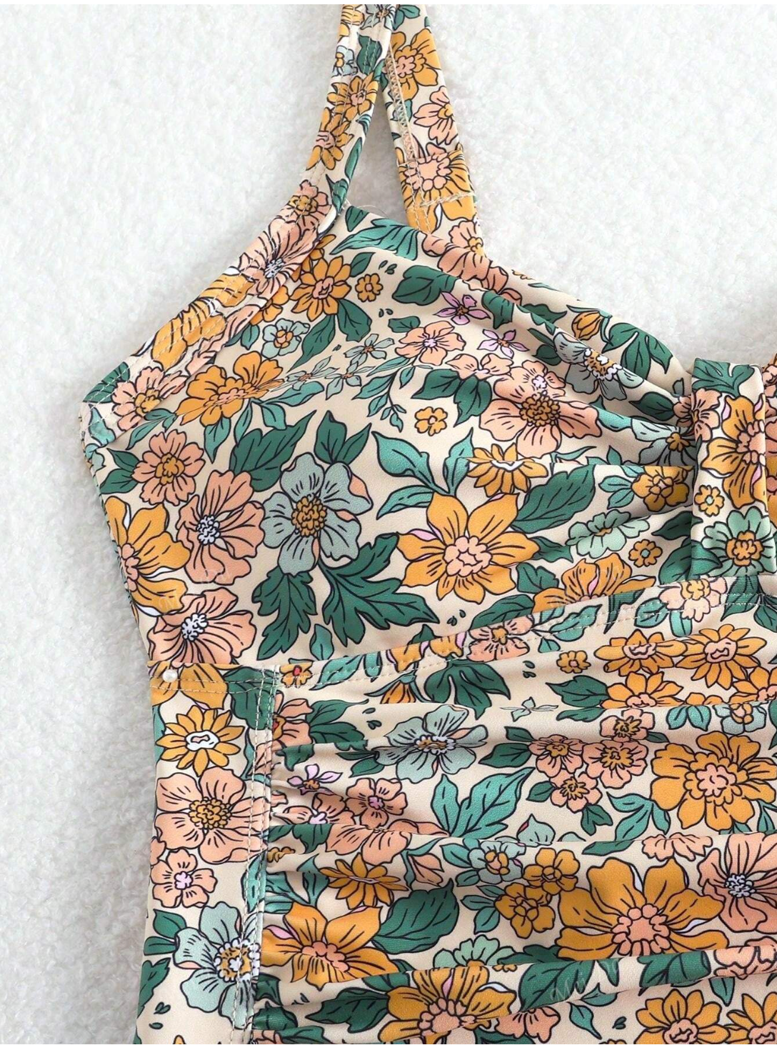 Wendy | Floral Print Halter Neck Swimsuit