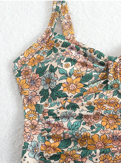 Wendy | Floral Print Halter Neck Swimsuit