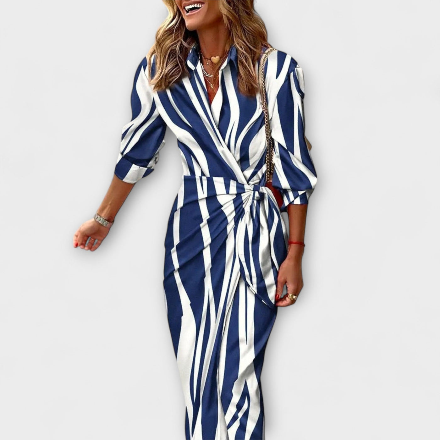 Clarissa | Striped Midi Shirt Dress