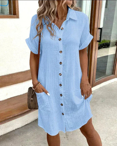 Hailey | Cotton Linen Shirt Dress