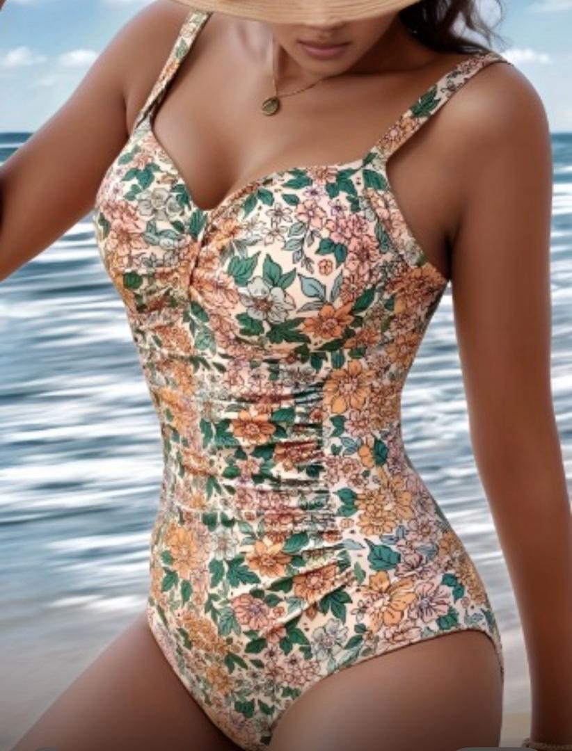 Wendy | Floral Print Halter Neck Swimsuit