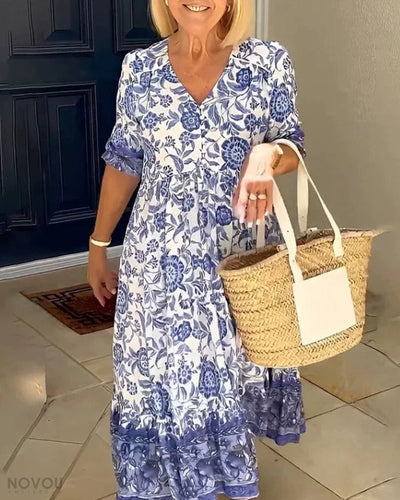 Lunah | Floral V-Neck Dress