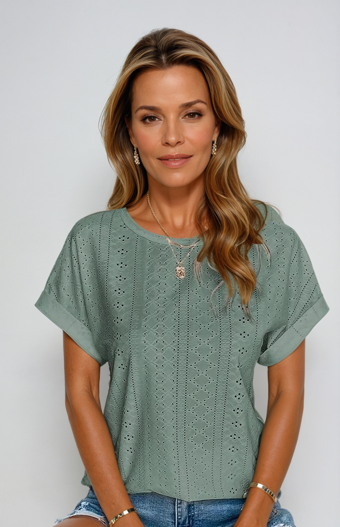 Orlena | Casual Eyelet Top
