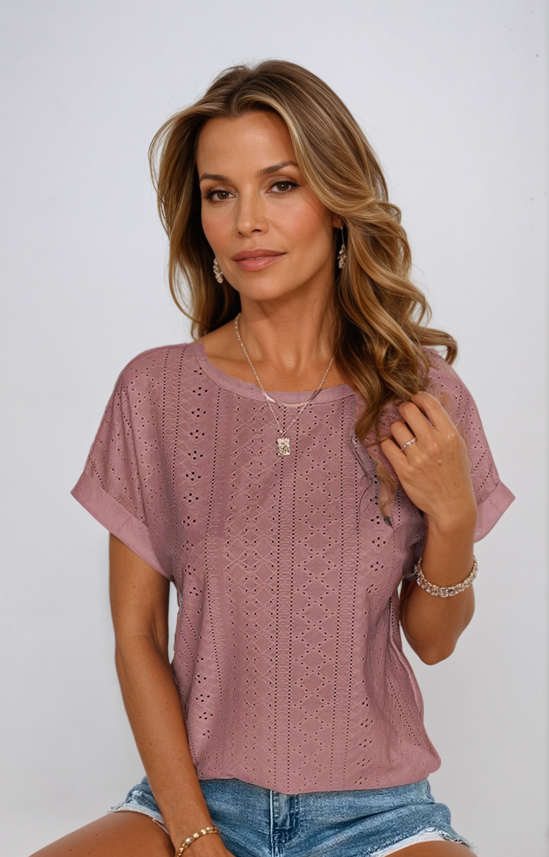 Orlena | Casual Eyelet Top