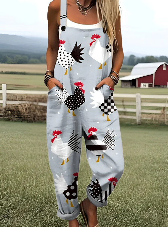Carla | Chicken Art Jumpsuit