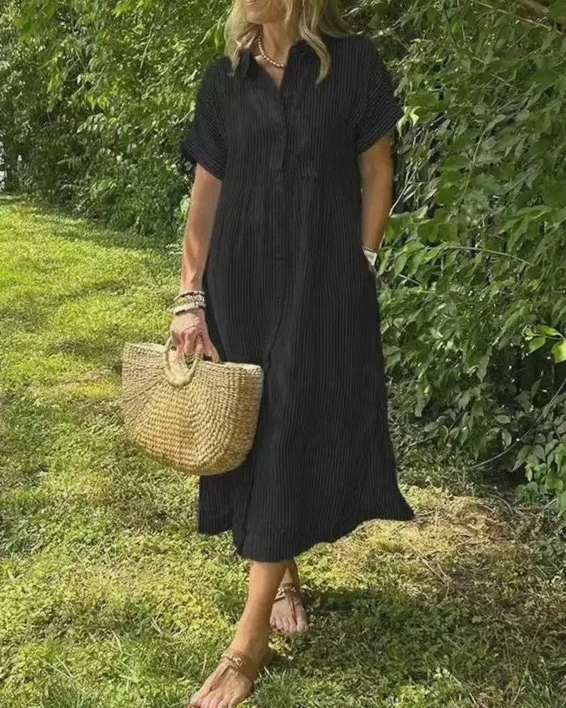 Megan | Striped Midi Dress