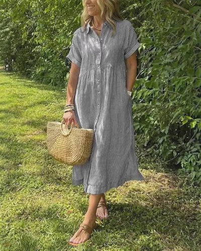 Megan | Striped Midi Dress