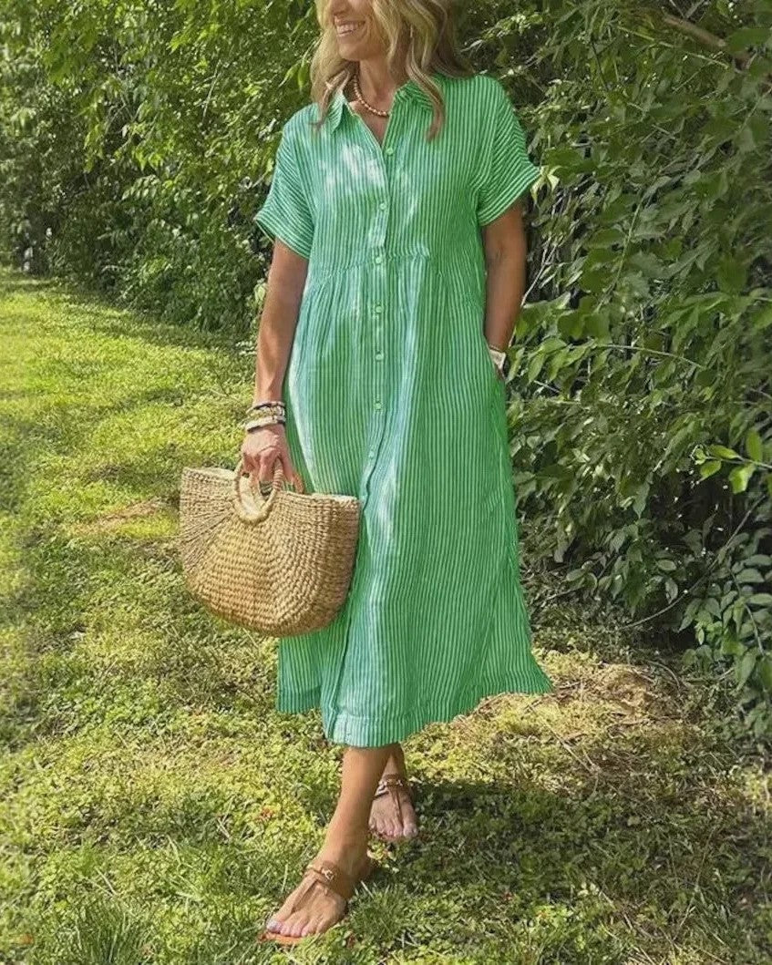 Megan | Striped Midi Dress