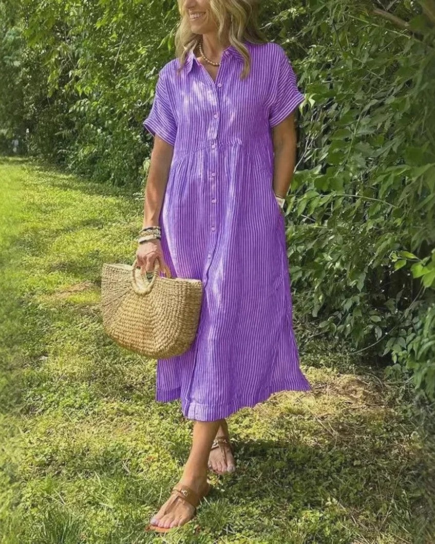 Megan | Striped Midi Dress