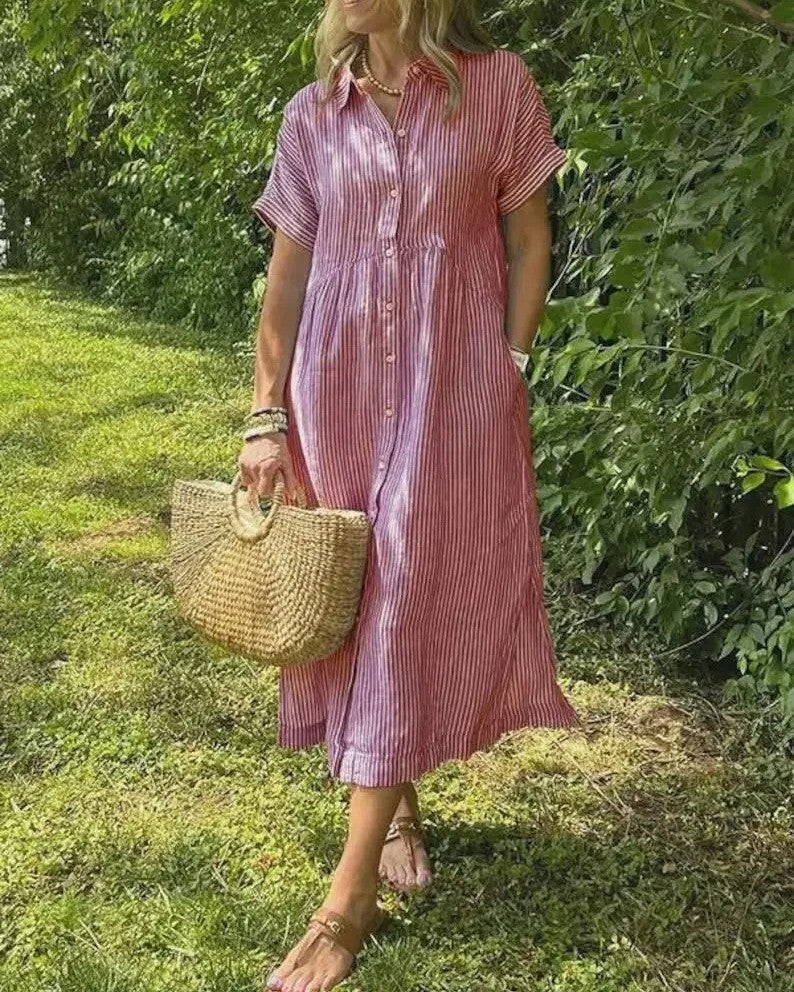 Megan | Striped Midi Dress