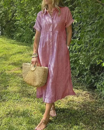 Megan | Striped Midi Dress